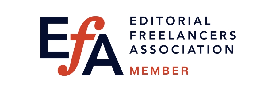 Editorial Freelancers Association member badge.